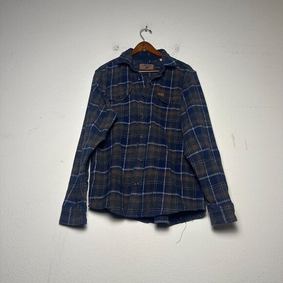 Orvis Button Up Casual Shirt Men L Plaid Blue Lumberjack Gorp Winter Fall Tough - Picture 1 of 14